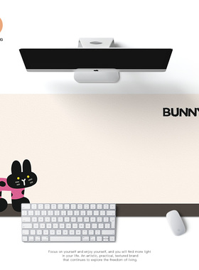 波点黑兔鼠标垫超大女生书桌垫办公垫电脑键盘垫子防污皮革定制