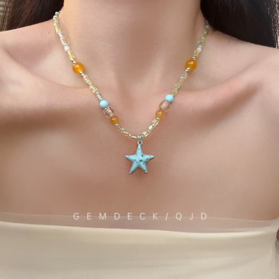 夏日彩色多巴胺星星串珠项链