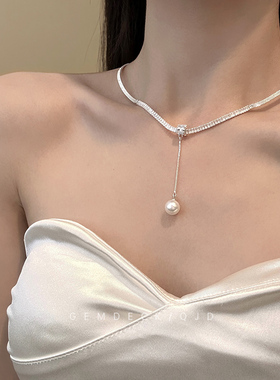 锆石珍珠流苏choker锁骨链女高级感设计项链轻奢小众气质颈链配饰