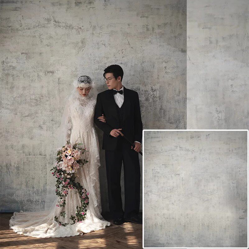 影楼影棚侘寂风婚纱水泥墙做旧背景布油画肌理摄影拍照专用背景纸