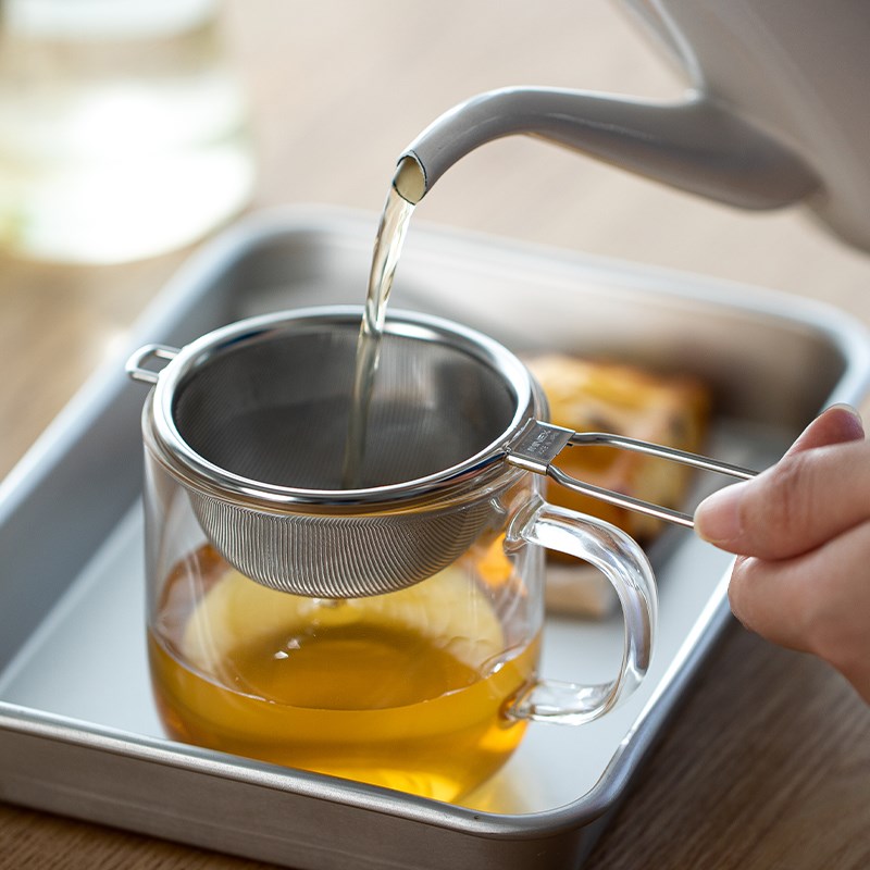 霜山进口不锈钢j过滤茶漏家用茶叶单耳过滤网茶道配件滤茶器
