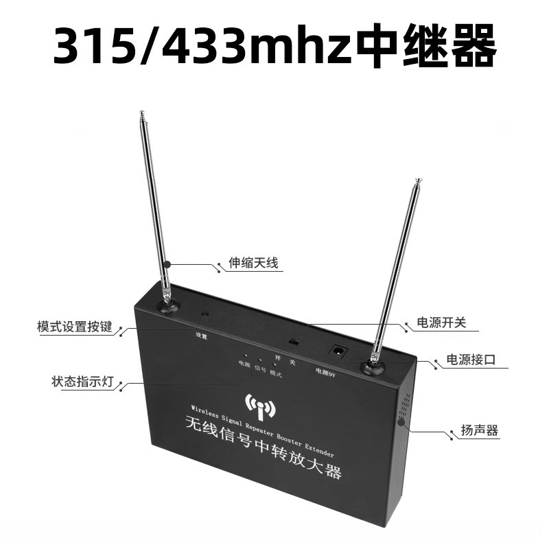 433远距离中继信号放大器31z5MHZ远距离发射器按摩店工厂中转器