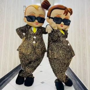 网红金闪闪卡通人偶服装成人人穿西装娃娃玩偶服cos表演道具定制