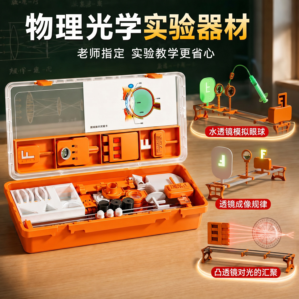 初二物理光学实验器材全套初中八年级上册光力学实验箱八上凹透镜凸透镜成像套装8年级实验盒光具座小孔成像