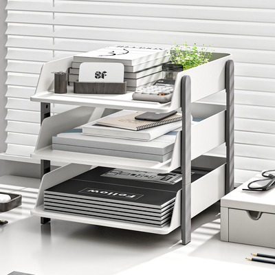 桌面文件收纳架a4资料分层收纳盒