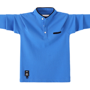 儿童长袖打底衫男童T恤衫纯棉春秋新款中大童10岁立领加绒上衣潮