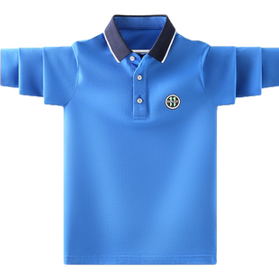 新款男童上衣纯棉长袖t恤2022春秋季中大儿童十岁打底带领polo衫