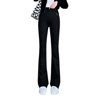 微喇裤女春秋高腰鲨鱼裤小个子休闲长裤黑色裤子女夏天显瘦马蹄裤