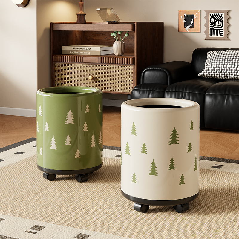 可移动垃圾桶家用新款奶油风