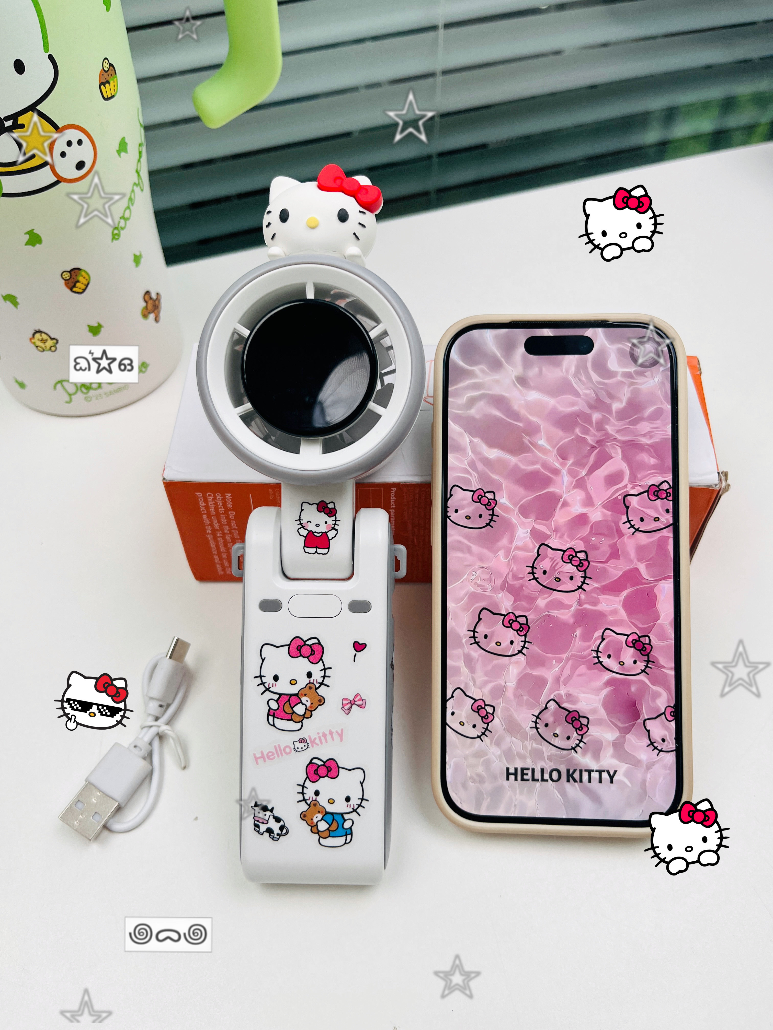 新款凯蒂猫手持风扇便携式充电宝USB风扇