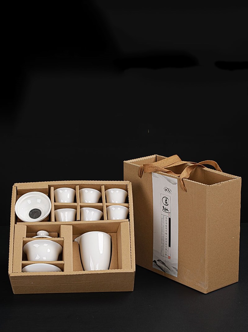 德化白瓷功夫茶具套装家用羊脂玉瓷泡茶盖碗茶壶茶杯陶瓷礼品礼盒