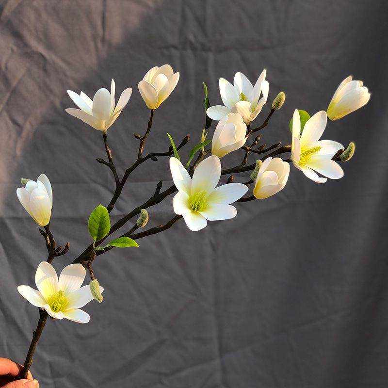 仿真玉兰花单支假花过胶客厅卧室茶几摆件木棉花花束木兰花手感
