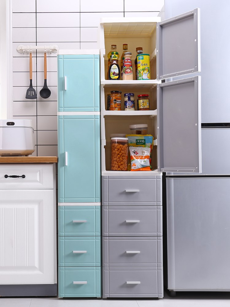 25/35cm夹缝开门抽屉式收纳柜子床头柜塑料厨房储物柜多层整理柜