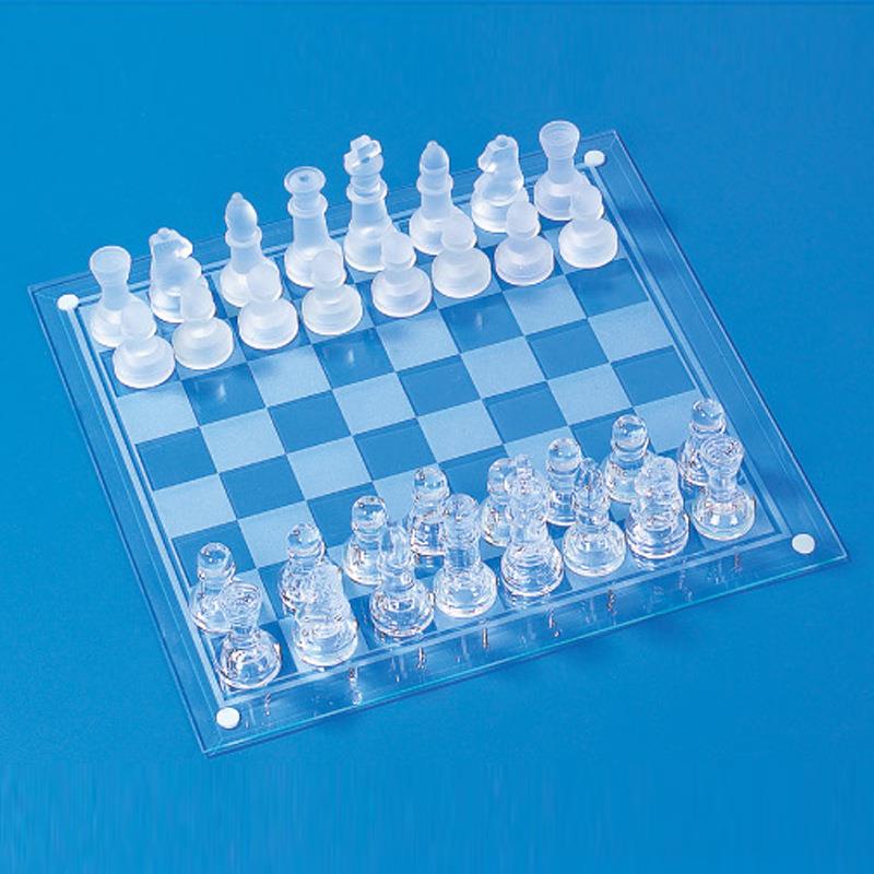 供应35*35cm磨砂玻璃国际象棋(glass chess set)玻璃水晶象棋