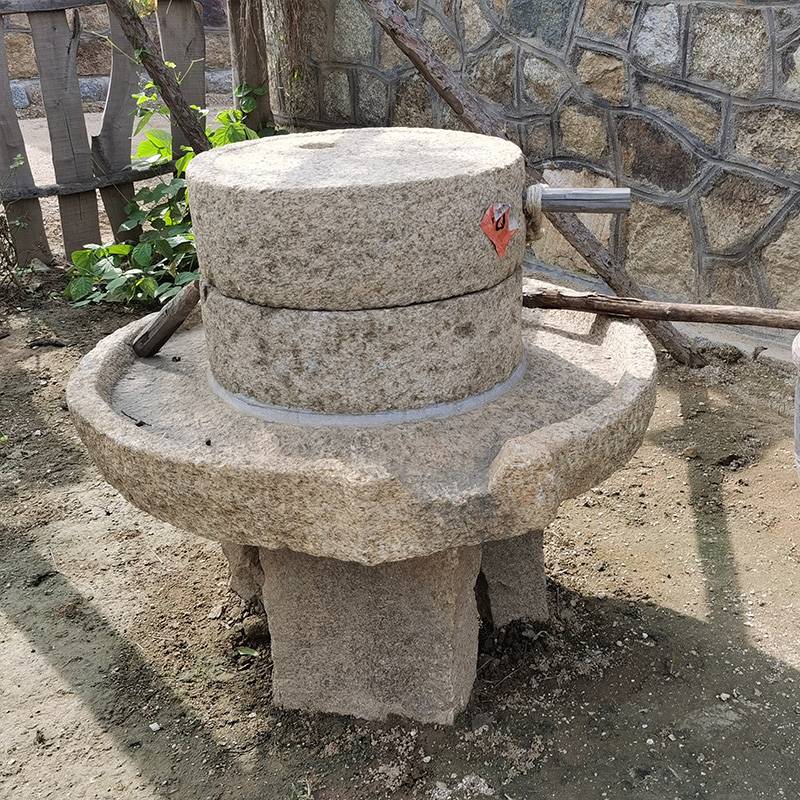 农村老旧石磨子旧石器磨盘石头民俗展览摆件手推石碾石雕复古怀旧