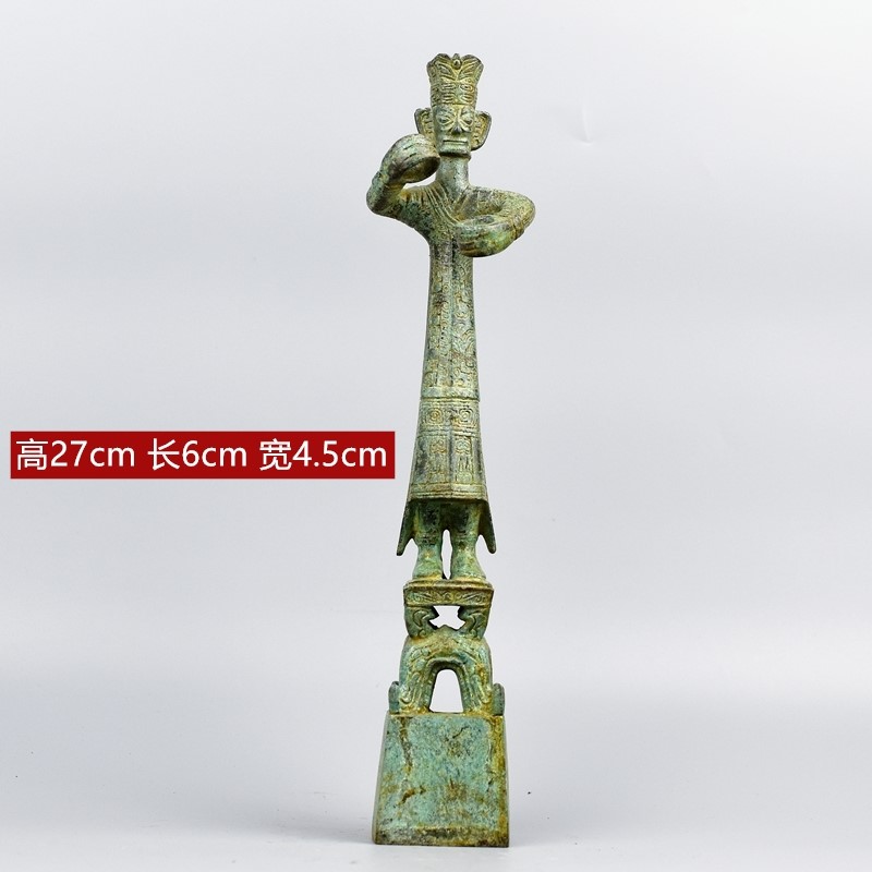 三星堆青铜器立人面具飞人飞鸟人头像纵目神树古玩仿古工艺品摆件