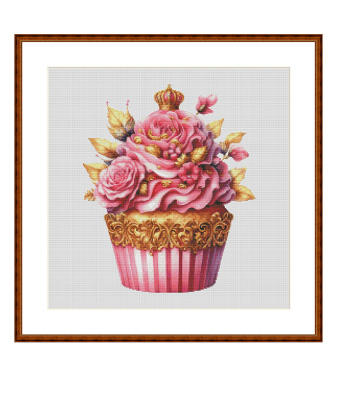 Enjoy1051-皇家杯子蛋糕系列之月季皇后11原创十字绣套件客厅挂画