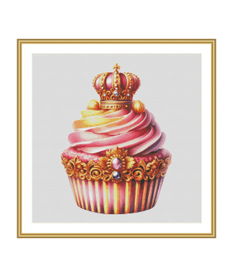 Enjoy1059-皇家杯子蛋糕系列之红色宝石皇冠19 原创十字绣套件