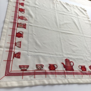 喜爱十字绣  Enjoy  方形米白色手工抽纱桌布85*85cm