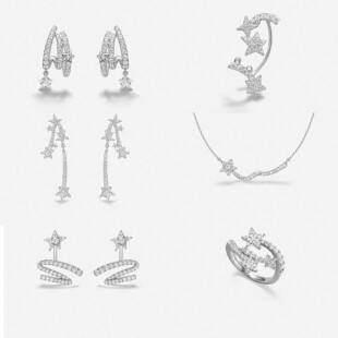 新品 何家原厂925纯银流星长耳环耳夹轻奢流星飘带锁骨链项链礼物