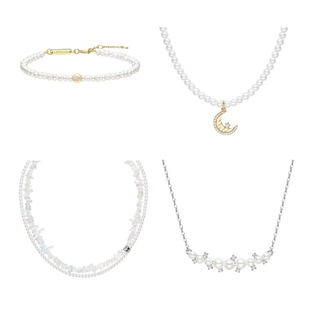 何家白月光双层星月甜梦项链赵金麦星光K金925纯银珍珠手链