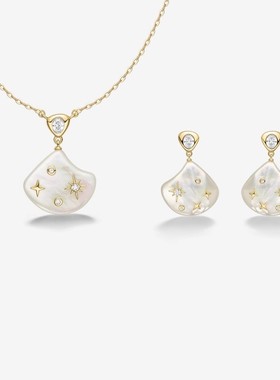 何家原厂贝母星光项链925纯银贝母星光耳钉高级百搭轻奢饰品女