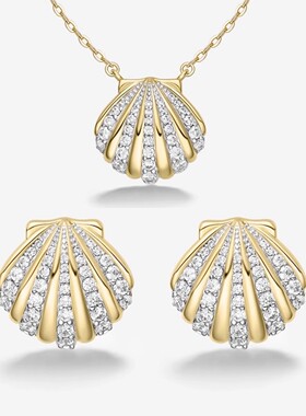 何家原厂海边百搭海贝耳环925纯银海贝项链轻奢饰品耳饰锁骨链