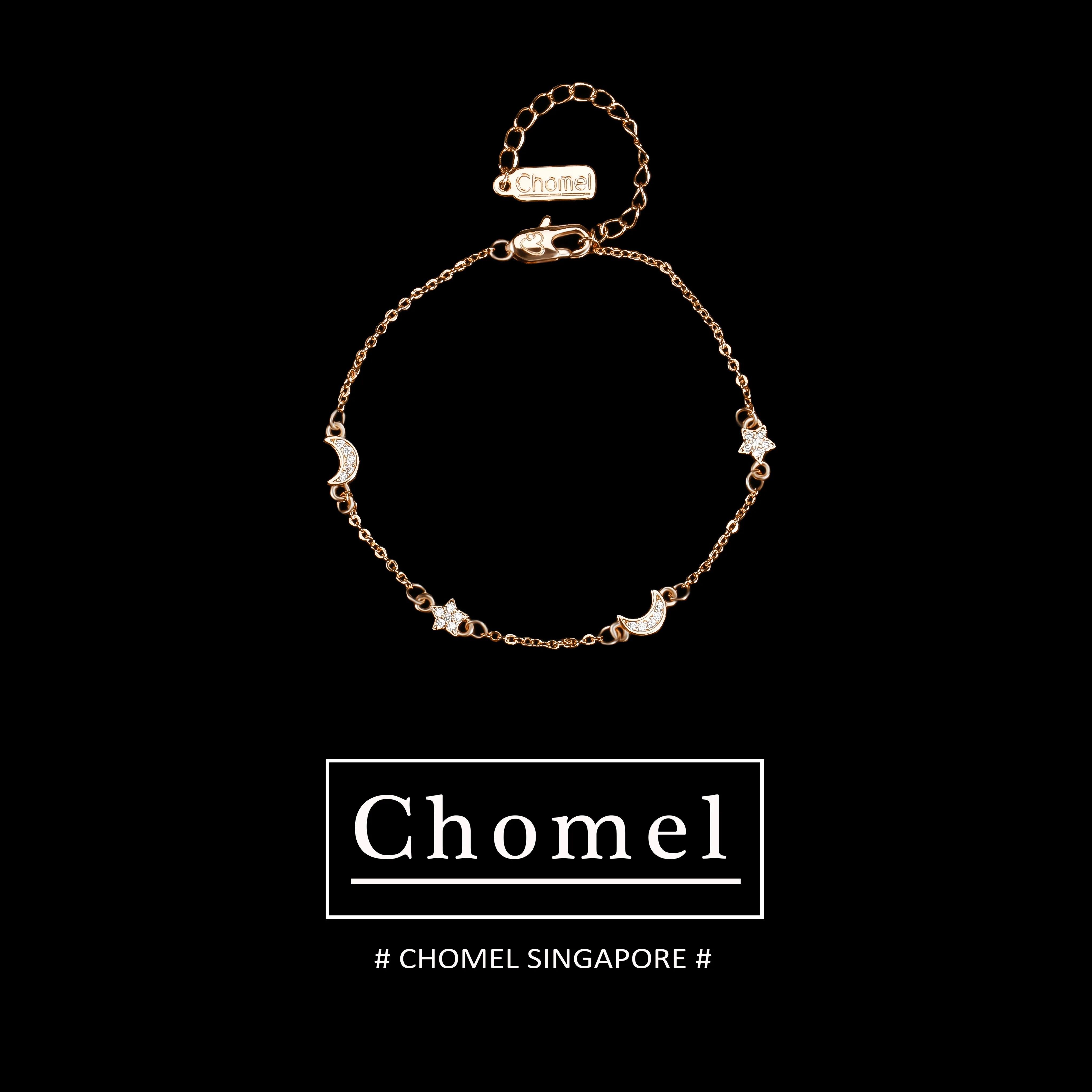 新加坡chomel纯银手链女纯银爱心钻石枷锁轻奢手镯高级感生日礼物