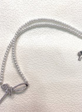 何家原厂珠宝925纯银玫瑰丝带项链优雅仿珍珠锁骨链赵今麦同款