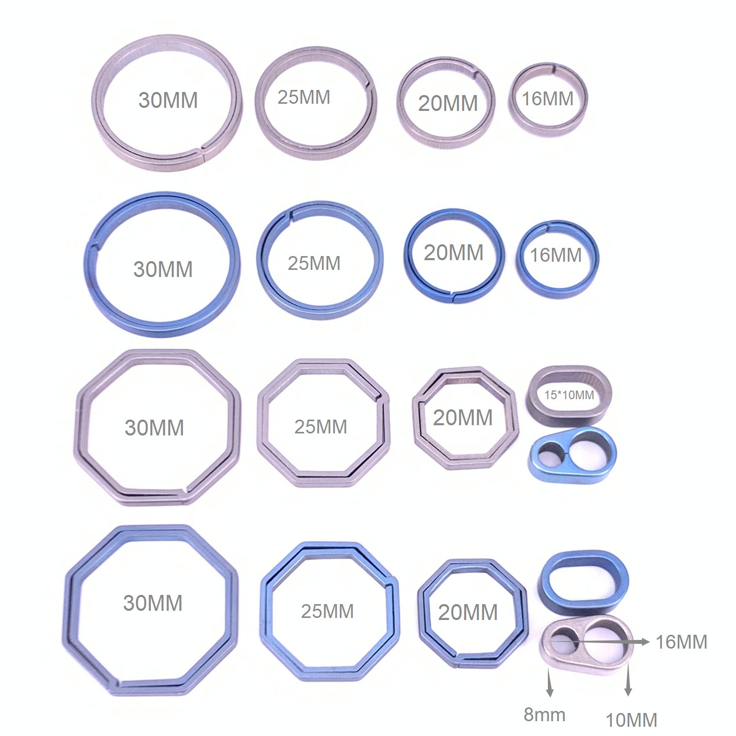 钛合金汽车钥匙扣 纯钛钥匙圈 16-32MM金属圈钥匙扣  现货厂家批