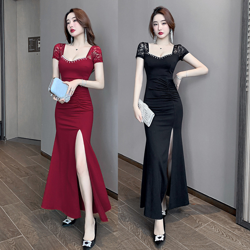 新款KTV小姐性感公关长裙洗浴桑拿技师气质晚礼服长款夜场工作服