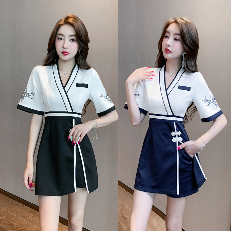 技师工作服性感显瘦气质旗袍工衣