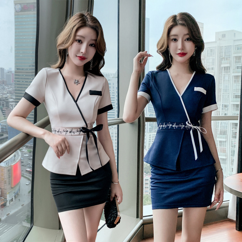 技师工作服性感显瘦短裙套装