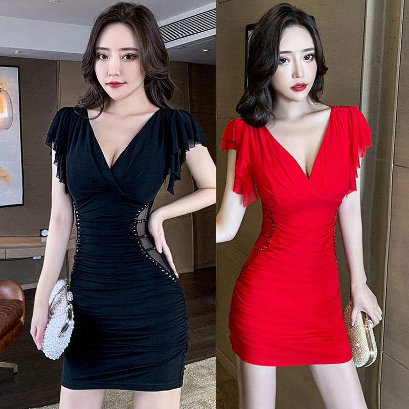 酒店夜总会修身显瘦性感连衣裙夜店女装气质桑拿足疗浴技师工作服