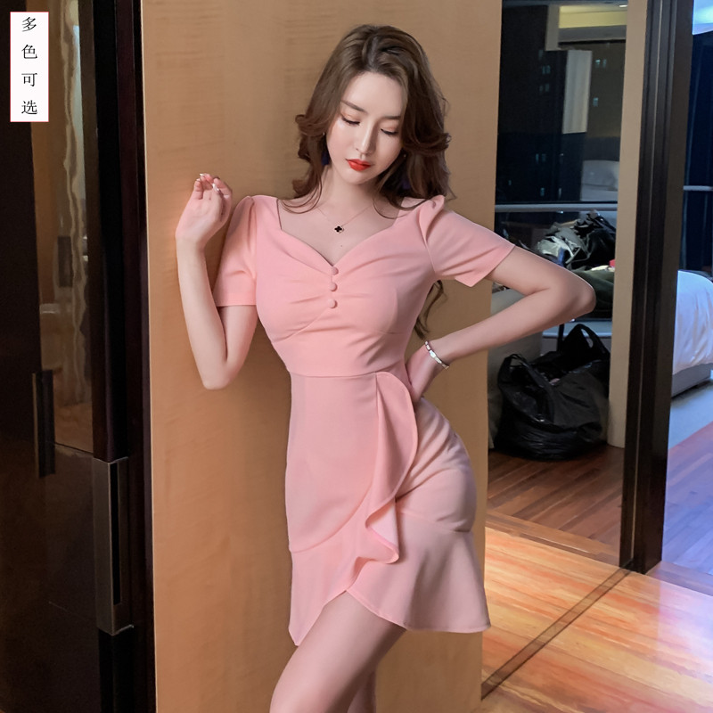 夜店女装足疗洗浴技师工作服夜场上班衣服桑拿小姐性感显瘦连衣裙