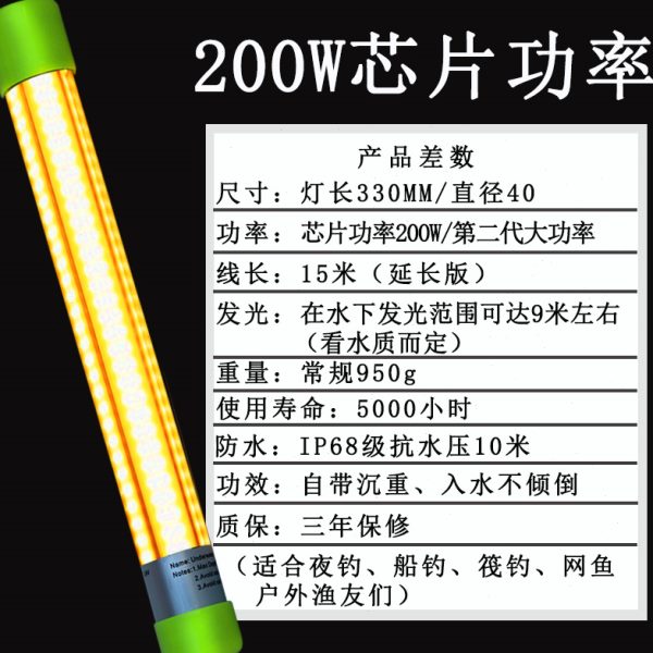 防水绿瓦下诱夜钓灯0翘嘴白筏钓黄康耐水20集12V鱿鱼鱼灯光带鱼鱼