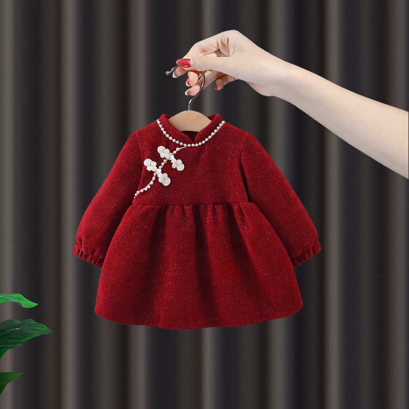 周岁女宝宝礼服婴幼儿加绒连衣裙