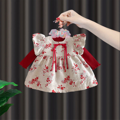 周岁女宝礼服女童冬季连衣裙套装