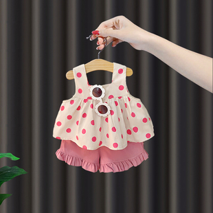 女童甜美洋气公主裙 背心裙套装 女宝宝夏季 连衣裙婴幼儿小裙子无袖