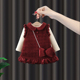 女童连衣裙冬季 加绒套装 周岁女宝宝礼服婴儿拜年服公主裙新年衣服