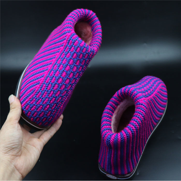 毛线针织加绒加厚纯手工勾线男居家保暖棉鞋冬季成品女编织打