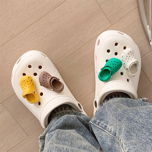 男女海边度假沙滩情侣鞋 diy包头洞洞鞋 防滑室外创意迷你拖鞋 夏季