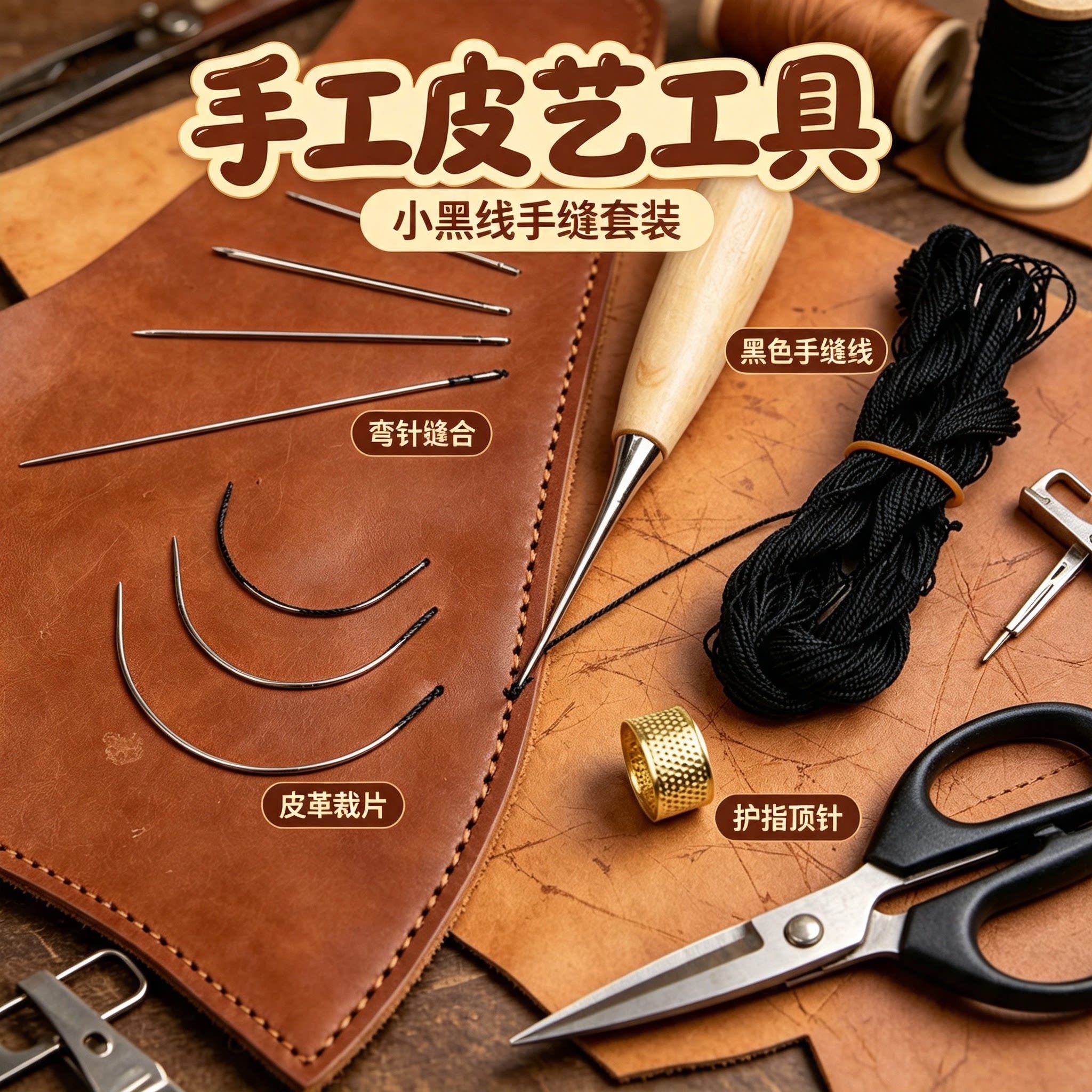手工皮具制作工具套装手缝皮艺做皮包包的全套工具皮革diy材料包