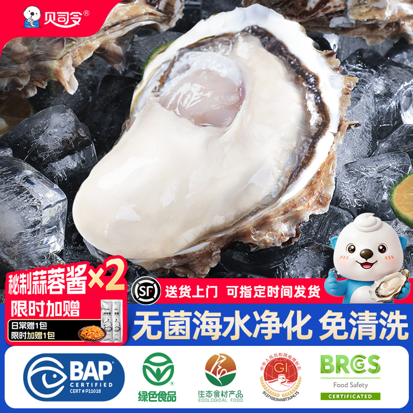 贝司令乳山免洗生蚝鲜活特大5斤带箱海鲜水产批发海蛎子牡蛎肉