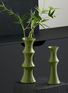 高级感花瓶摆件客厅插花轻奢高档中古风陶瓷花器电视柜家居装饰品