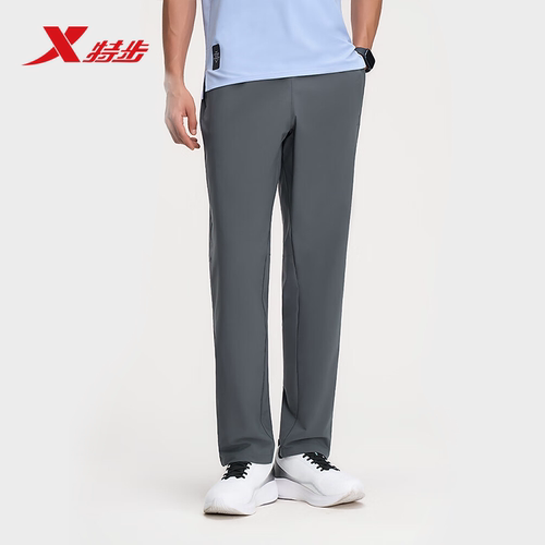 特步运动裤男2025秋季新款黑色百搭休闲梭织收口长裤975329980428