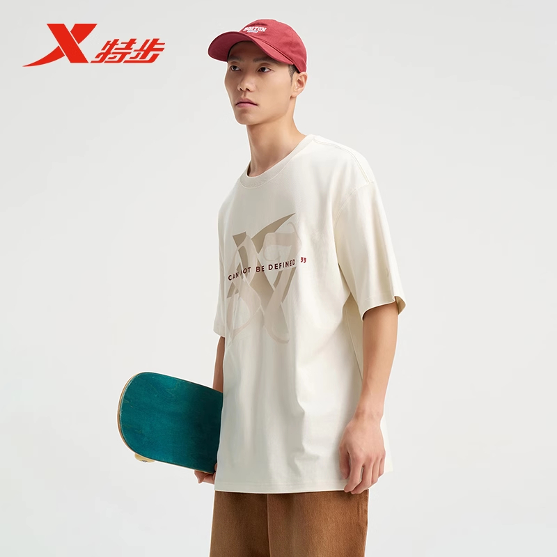 特步2024新款男子运动休闲短袖