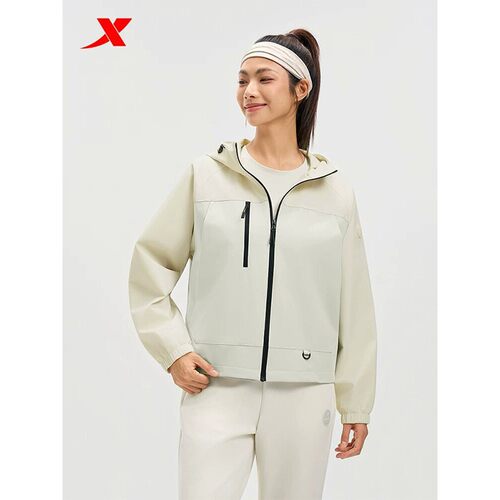 特步双层风衣女子2025秋季新款简约户外综训运动风衣975328150468