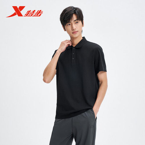特步男生活短袖POLO衫2026夏季新款休闲商务翻领短T974229020096
