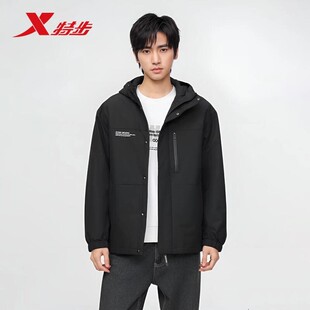 特步薄棉服男2025冬季新款轻便保暖连帽防风运动棉服975429170213